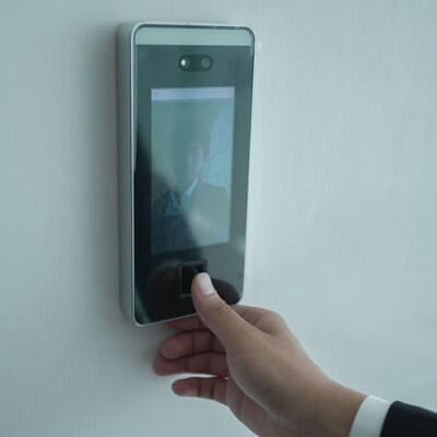 Video intercom at the entrance of a building complex