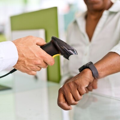 Smart watch mobile payment in pharmacy.